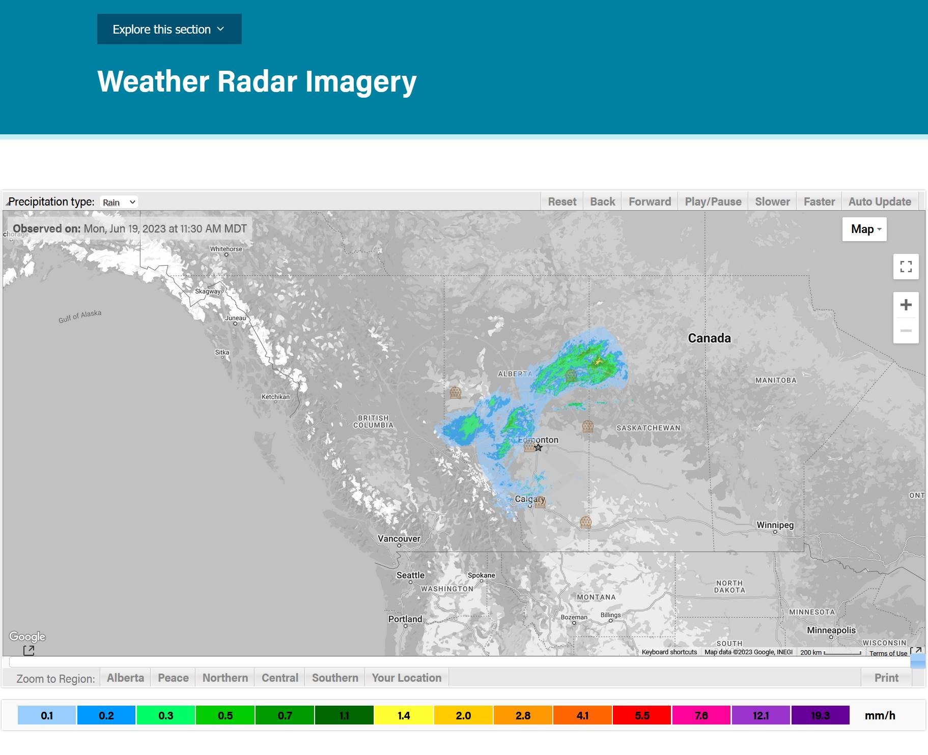 Image of Precipitation Map for Alberta