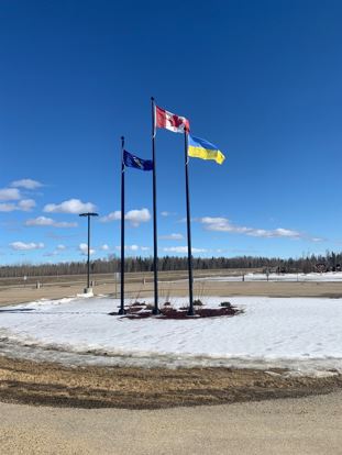 Image of flags outside County office