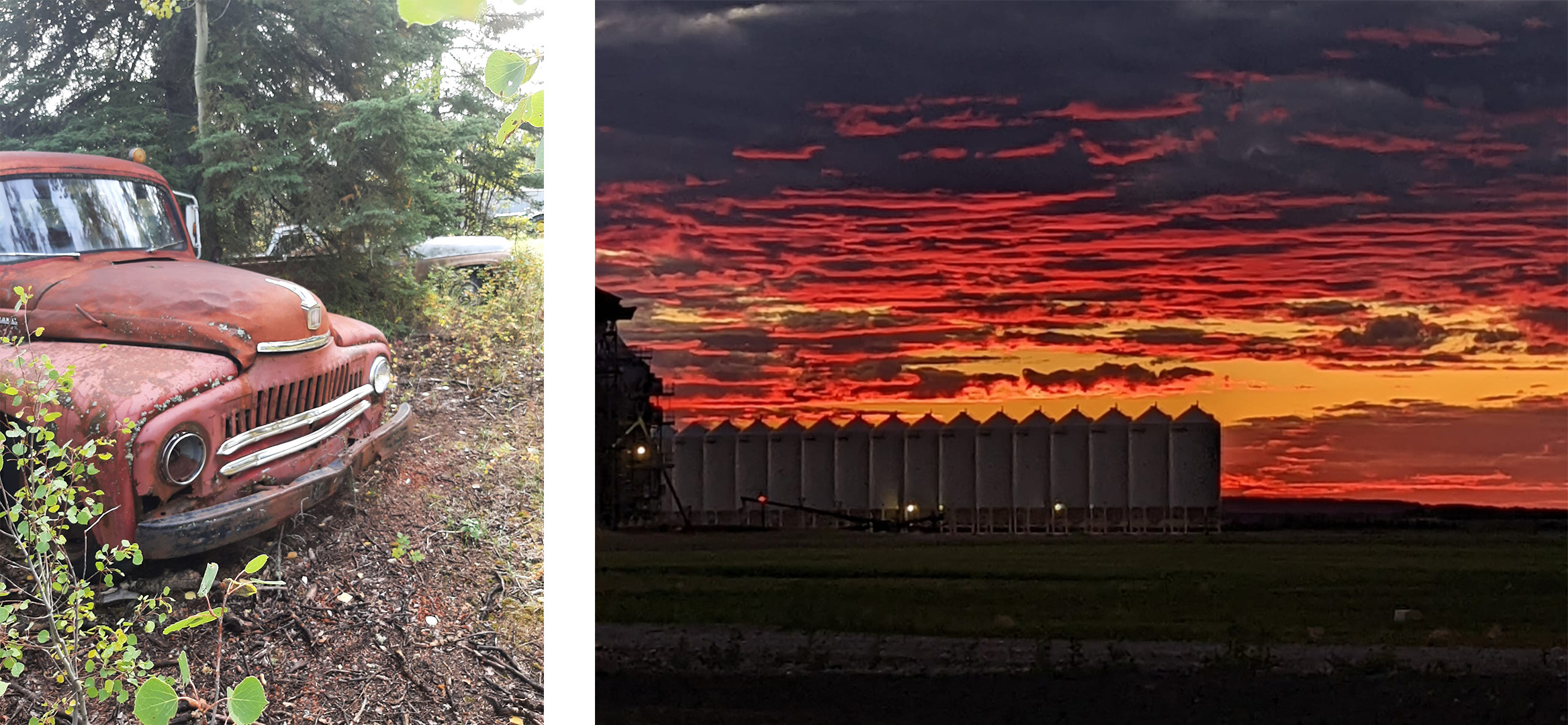 Image of car and grain bins