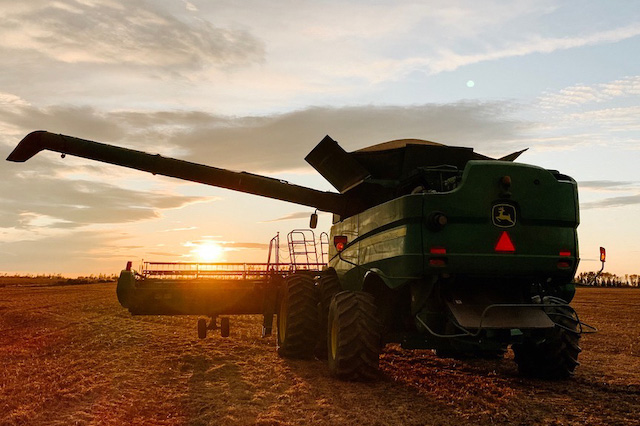Image of Combine at Sunset